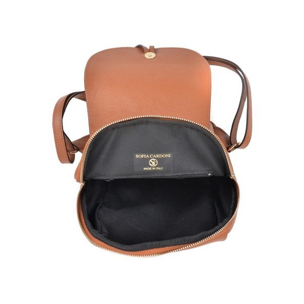 Rucsac din piele Sofia Cardoni Fausto, maro coniac-image-1