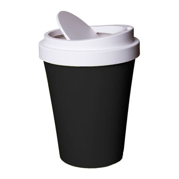 Coș de gunoi Qualy&CO Coffee Bin, negru - alb