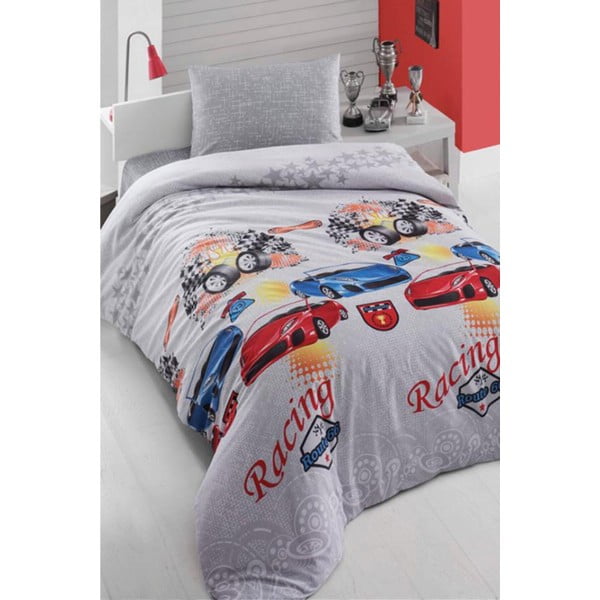 Lenjerie de pat gri pentru pat de o persoană-extins și cearceaf Car – Mila Home