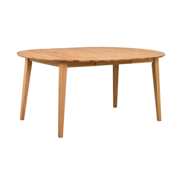 Masă de dining natural  rotundă extensibilă din lemn masiv de stejar ø 120 cm Filippa – Rowico-image-4