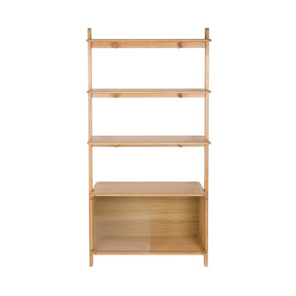 Bibliotecă în culoare naturală din lemn de frasin cu ușă glisantă 90x180x35 cm Rise – Zuiver