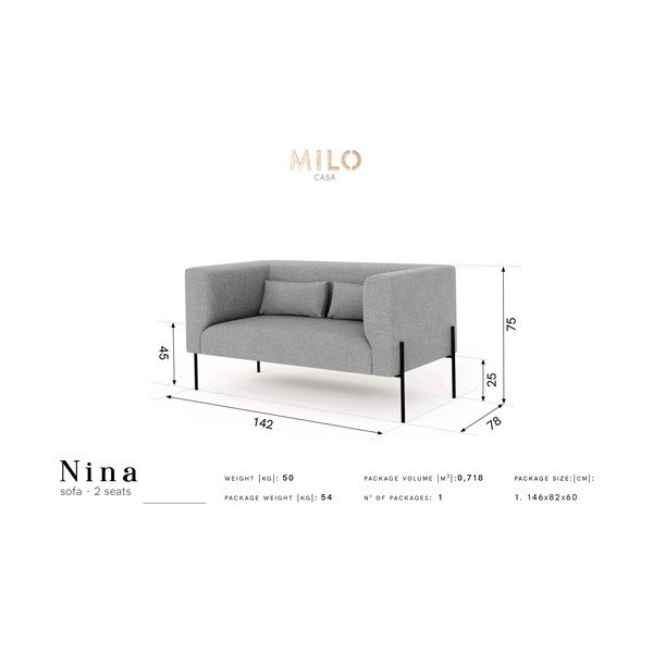Canapea Milo Casa Nina, galben, 142 cm-image-4