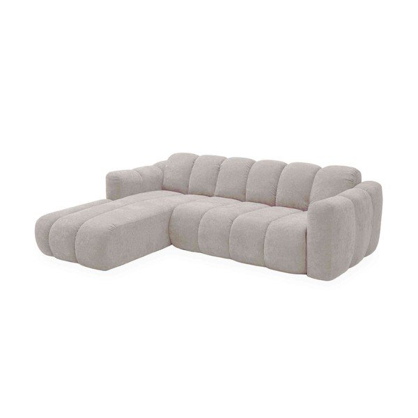 Colțar crem extensibil cu tapițerie din chenille (cu colț pe partea stângă) Michell – Miuform