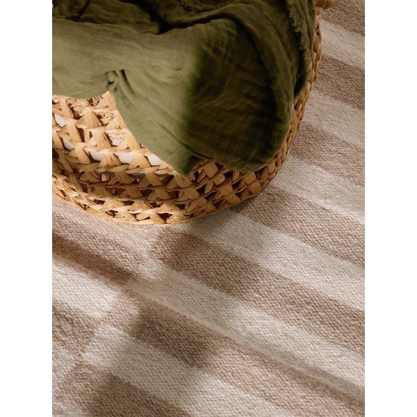 Covor tip traversă alb/maro deschis reversibil/țesut manual din lână 80x200 cm Vika – Hanse Home-image-3