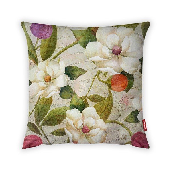 Față de pernă cu amestec din bumbac Vitaus Flowers, 42 x 42 cm