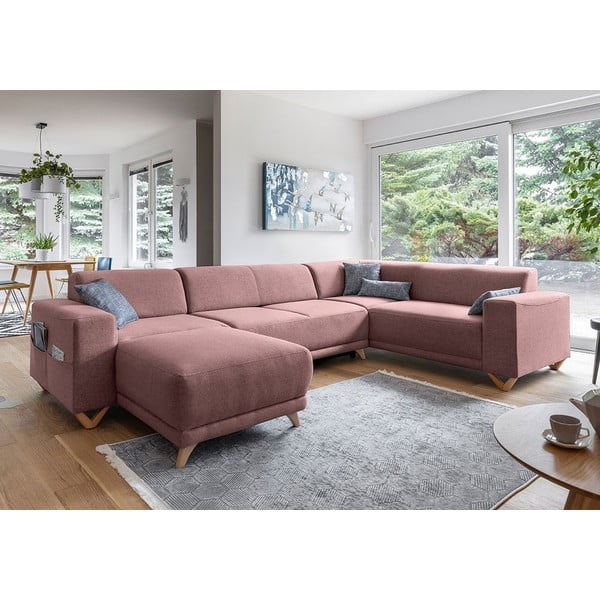 Colțar roz extensibil/cu spațiu de depozitare (cu colț pe partea dreaptă/în formă de "U") Classy Sophie – Miuform-image-3