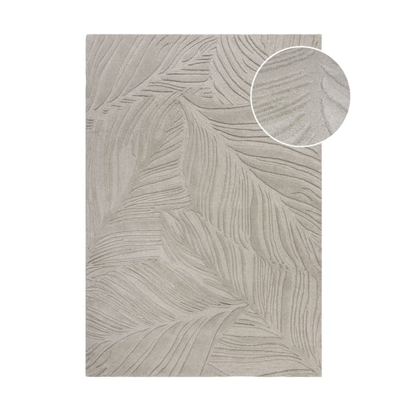 Covor gri deschis din lână 200x290 cm Lino Leaf – Flair Rugs