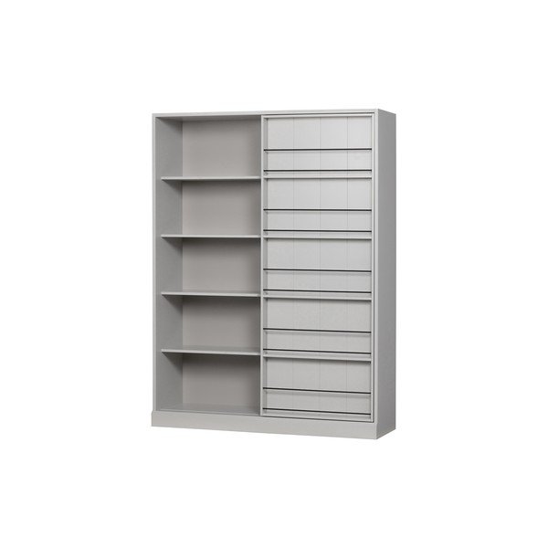 Bibliotecă gri deschis din lemn de pin cu ușă glisantă 150x200 cm Swing – WOOOD-image-3