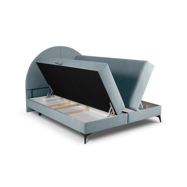 Pat boxspring 180x200 cm albastru deschis cu spațiu de depozitare Sunset – Cosmopolitan Design-image-4