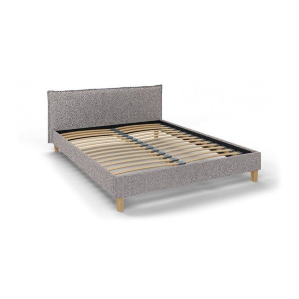 Pat matrimonial gri cu tăblie și  somieră 160x200 cm Tina – Ropez