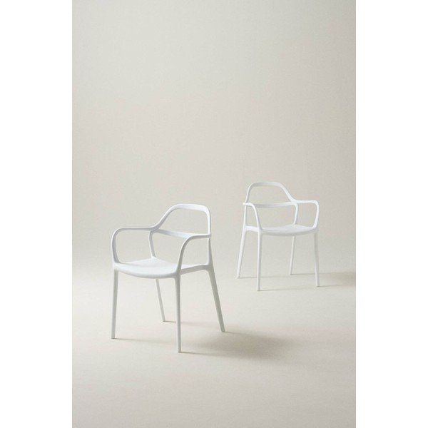 Scaune de dining albe cu cotiere/stivuibile 2 buc. din plastic Karlaby – Jotex-image-1