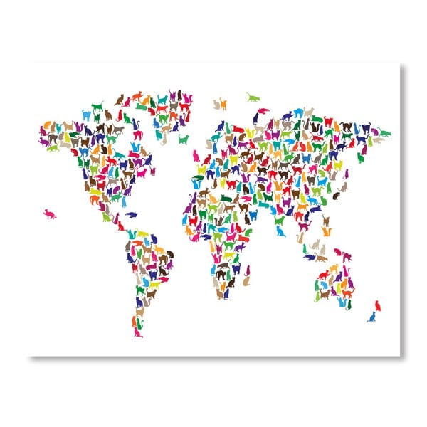 Poster cu harta lumii Americanflat Butterflies, 60 x 42 cm, multicolor