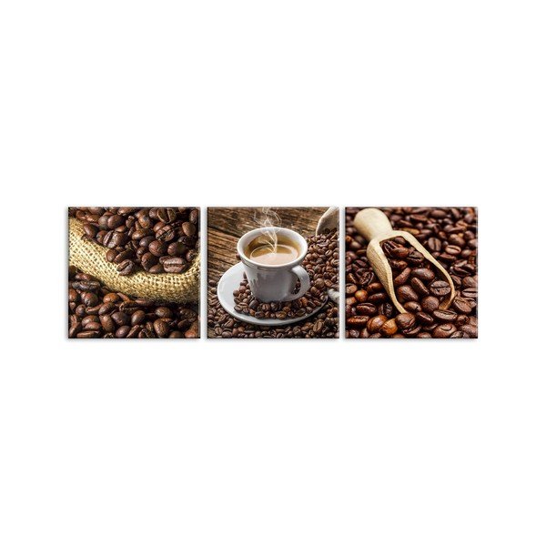 Set 3 tablouri din sticlă Styler Coffee Uno