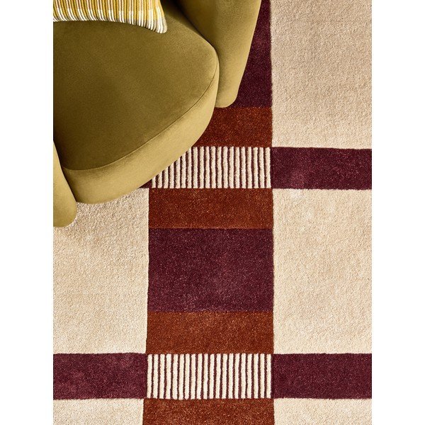 Covor burgundy/crem țesut manual din fibre reciclate 160x230 cm Franka – MADE-image-3