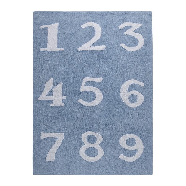 Covor din bumbac Happy Decor Kids Numbers, 160 x 120 cm, albastru