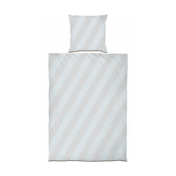 Lenjerie de pat gri deschis/bej din bumbac satinat pentru pat de o persoană 140x200 cm Diagonal – Mette Ditmer Denmark