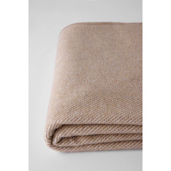 Pled din amestec de bumbac Euromant Jade, 140 x 180 cm, maro deschis-image-1