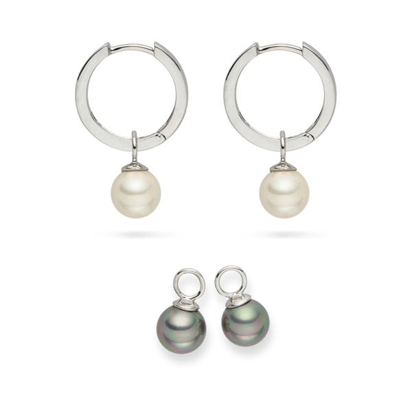 Set 2 perechi de cercei cu perlă Nova Pearls Copenhagen Celine White/Silver-image-1