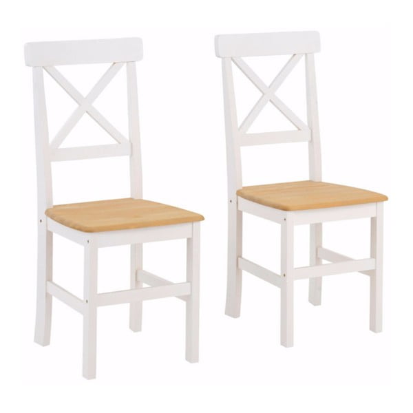 Set 2 scaune din lemn masiv de pin Støraa Nicoline, alb