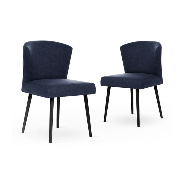 Set 2 scaune cu picioare negre My Pop Design Richter, albastru închis