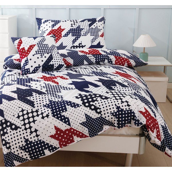 Lenjerie de pat din microsatin roșu-albastru pentru pat de o persoană cu 3 piese 140x200 cm James – My House-image-4