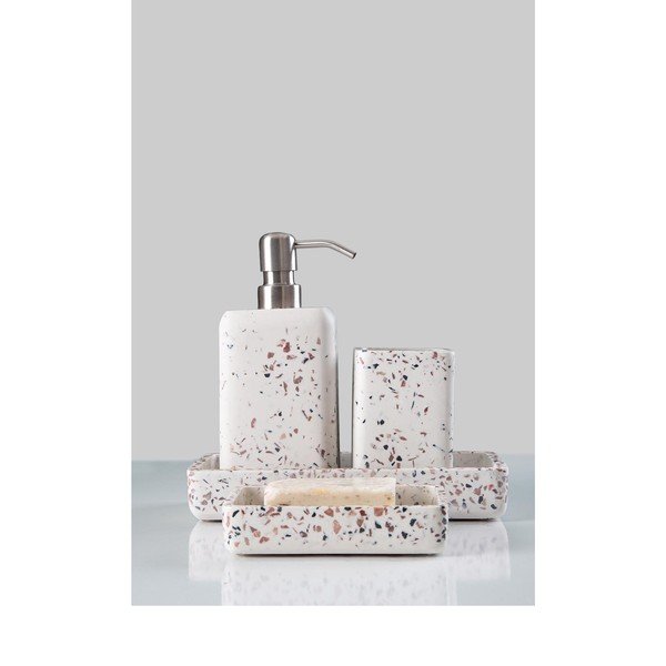 Set de accesorii de baie alb din polirășină Mozaik – Mioli Decor-image-1