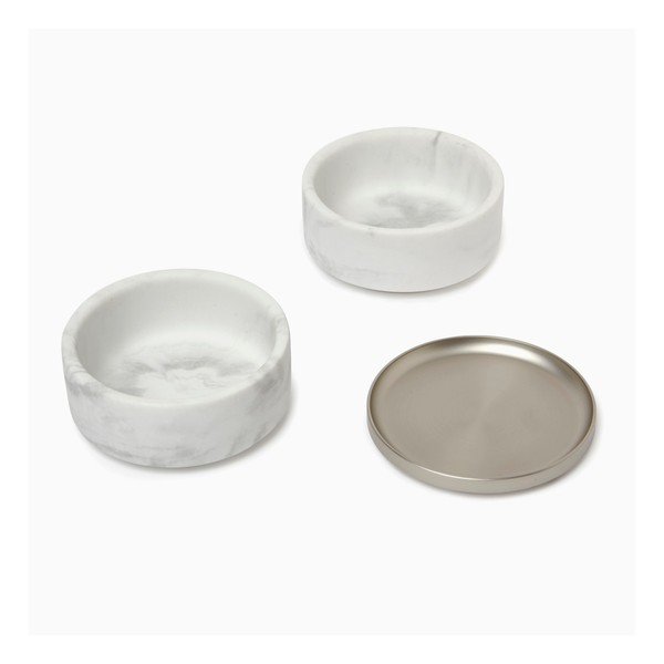 Cutie pentru bijuterii cu decor din marmură și capac argintiu Umbra Tesora-image-1