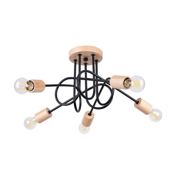 Plafonieră neagră/în culoare naturală 15x61 cm Tumber – Sollux