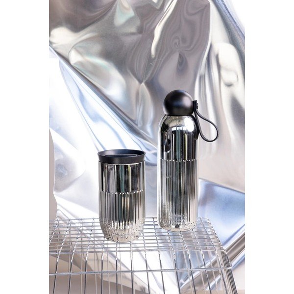 Sticlă termică argintie cu pai din oțel inoxidabil 500 ml Tekla – Sagaform-image-2