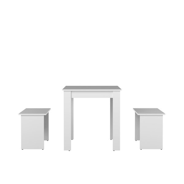 Masă cu 2 băncuțe TemaHome Nicel, alb-image-4