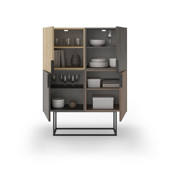 Dulap maro/în culoare naturală cu aspect de lemn de stejar 100x130 cm Titan – Marckeric-image-3