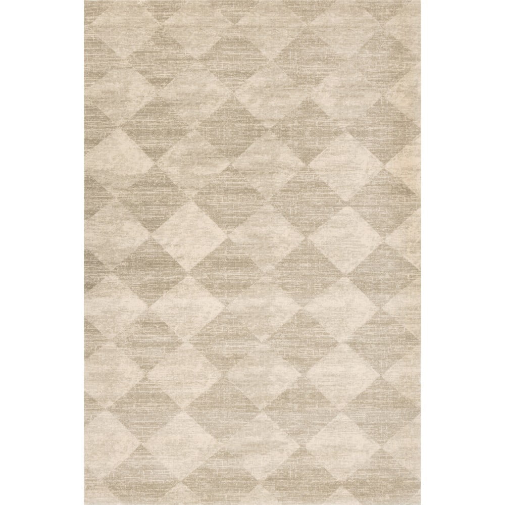 Covor bej din lână 200x300 cm Agnus Checkered – Agnella