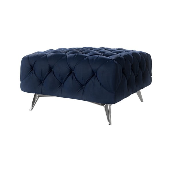 Taburet albastru închis cu tapițerie din catifea Chelsea – Ropez-image-1