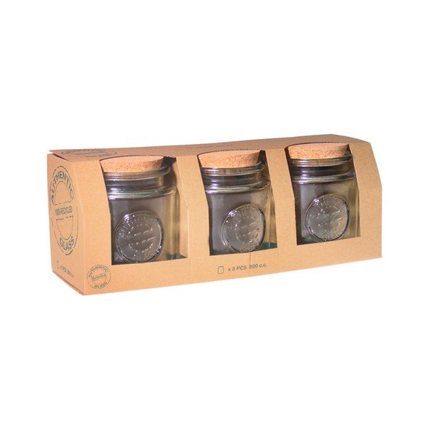 Set 3 borcane, capac din plută Ego Dekor Authentic, 800 ml-image-1