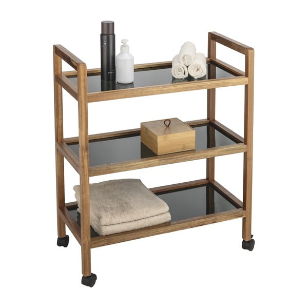 Etajeră de baie neagră/în culoare naturală din lemn de acacia 65x76,5 cm Fondi – Wenko-image-2