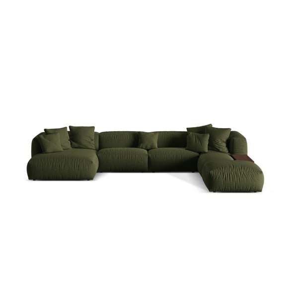 Colțar modular verde (cu colț pe partea dreaptă/în formă de "U") Martina – Micadoni Home