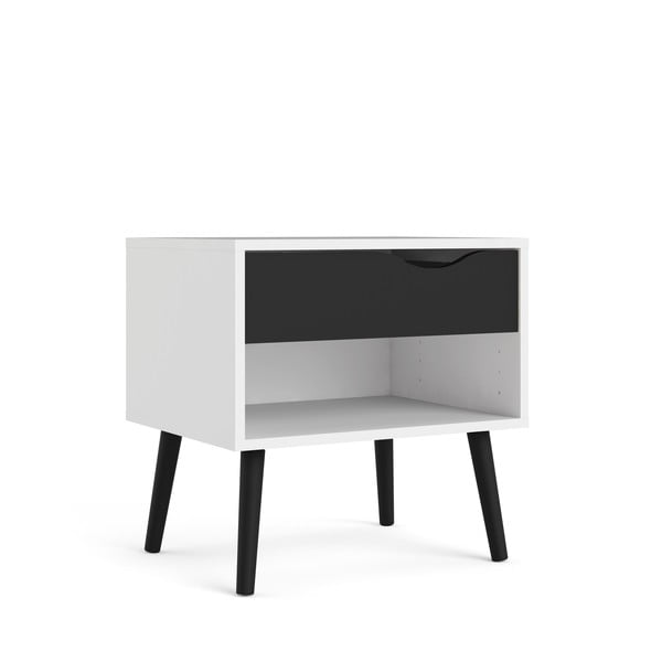Noptieră Tvilum Oslo, alb-negru-image-2