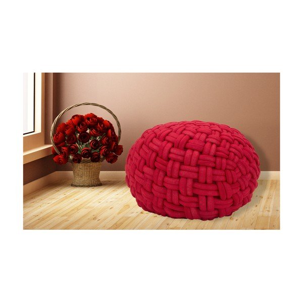 Puf Mauro Ferretti Rope, ø 50 cm, roșu vișiniu-image-1