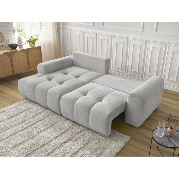 Colțar gri deschis extensibil/cu spațiu de depozitare cu tapițerie din chenille (cu colț pe partea stângă/cu șezlong) Roxelane – Bobochic Paris-image-4