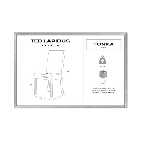 Scaun din lemn de fag Ted Lapidus Maison Tonka cu picioare maro închis, gri-image-1