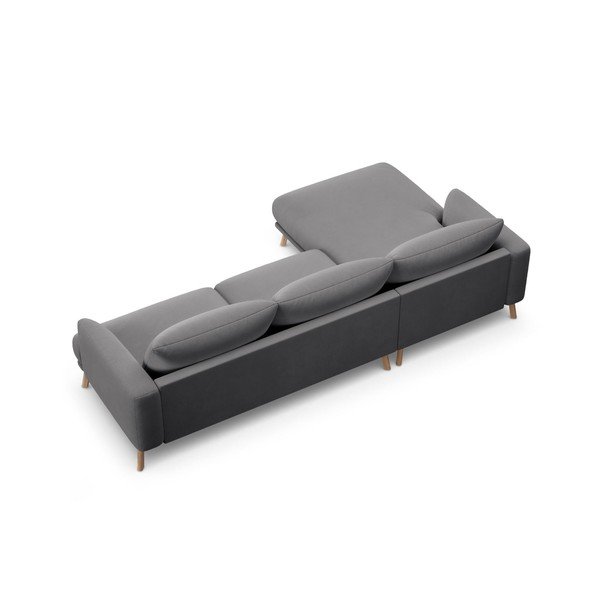 Colțar gri cu tapițerie din catifea (cu colț pe partea stângă/cu șezlong) Naomi – Micadoni -image-3