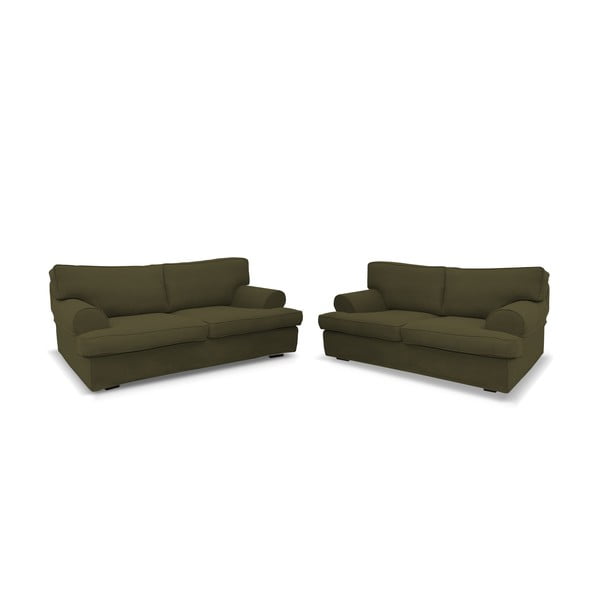 Set 2 canapele cu 3 și 4 locuri Rodier Merino, verde