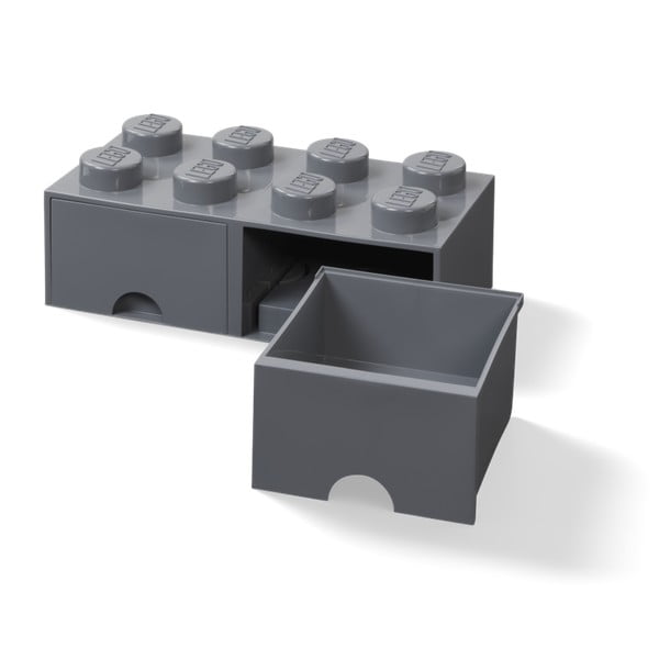 Cutie depozitare cu 2 sertare LEGO®, gri închis-image-2