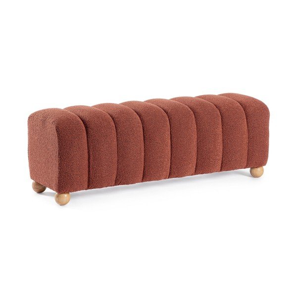 Bancă teracotă capitonată cu tapițerie din țesătură bouclé Zora – Bizzotto-image-2
