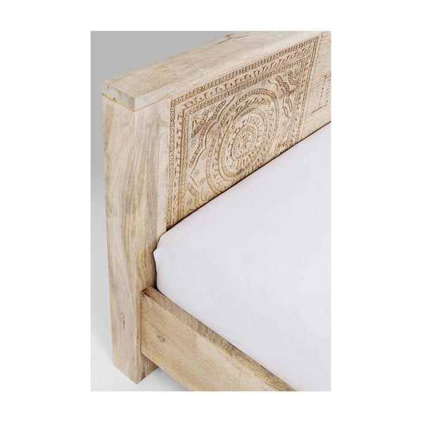 Pat sculptat manual din lemn de mango Kare Design Bett Puro, 180 x 200 cm-image-4