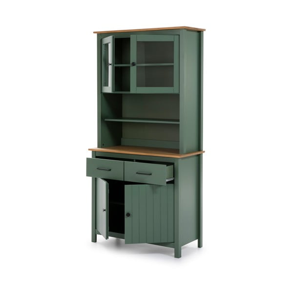 Vitrină verde din lemn de pin 90x180 cm Miranda – Marckeric-image-3