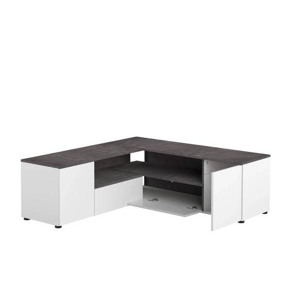 Comodă TV alb-gri cu aspect de beton 130x46 cm Angle – TemaHome-image-3