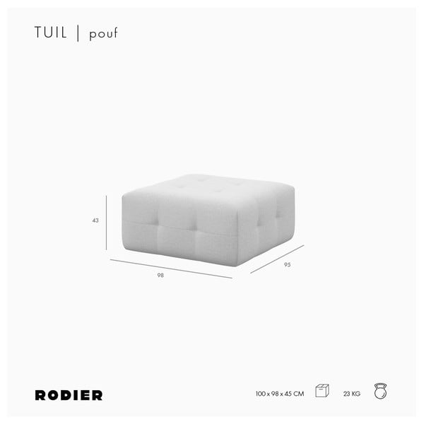 Taburet gri cu tapițerie din catifea Tuil – Rodier-image-4