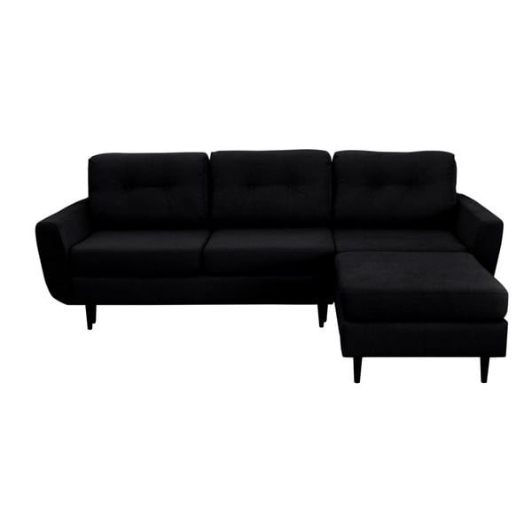 Canapea extensibilă cu picioare negre Mazzini Sofas Hortensia, pe dreapta, negru