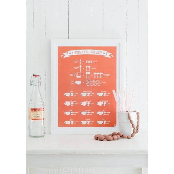 Poster Follygraph Kitchen Equivalents Coral, 40 x 50 cm